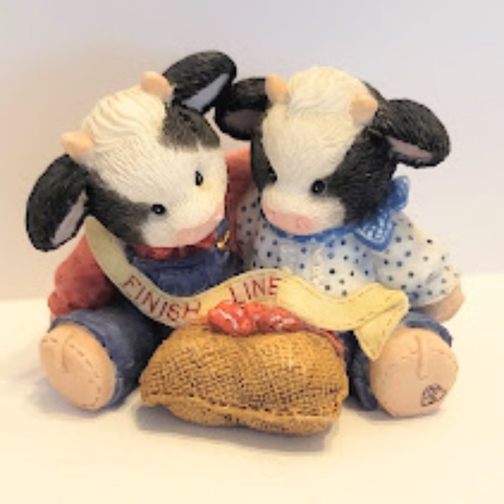Vintage 1994 Mary’s Moo Moo’s Cow Double Figurine “We Make a Great Team"